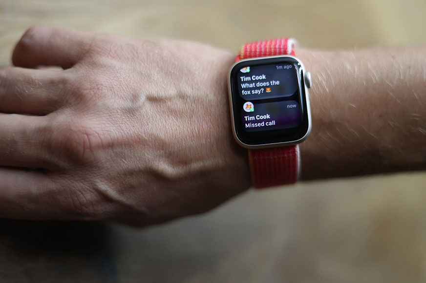 You can see the messaging and calling function on the Apple Watch SE.
